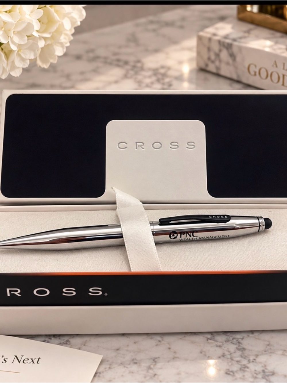Cross Silver Chrome Ballpoint Pen w/ Stylus PNC Wealth Management Gift Box